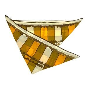 Vintage 60s Striped Bird Bandana Scarf Multicolor Sheer Retro Summer Mod